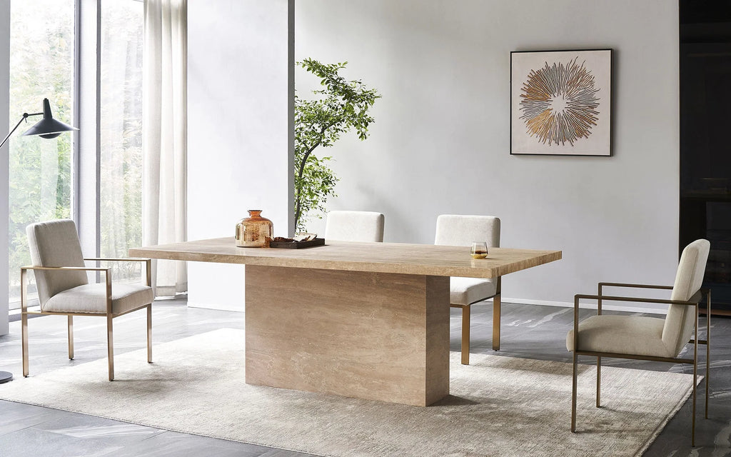 Light Brown Travertine Dining Table J226265