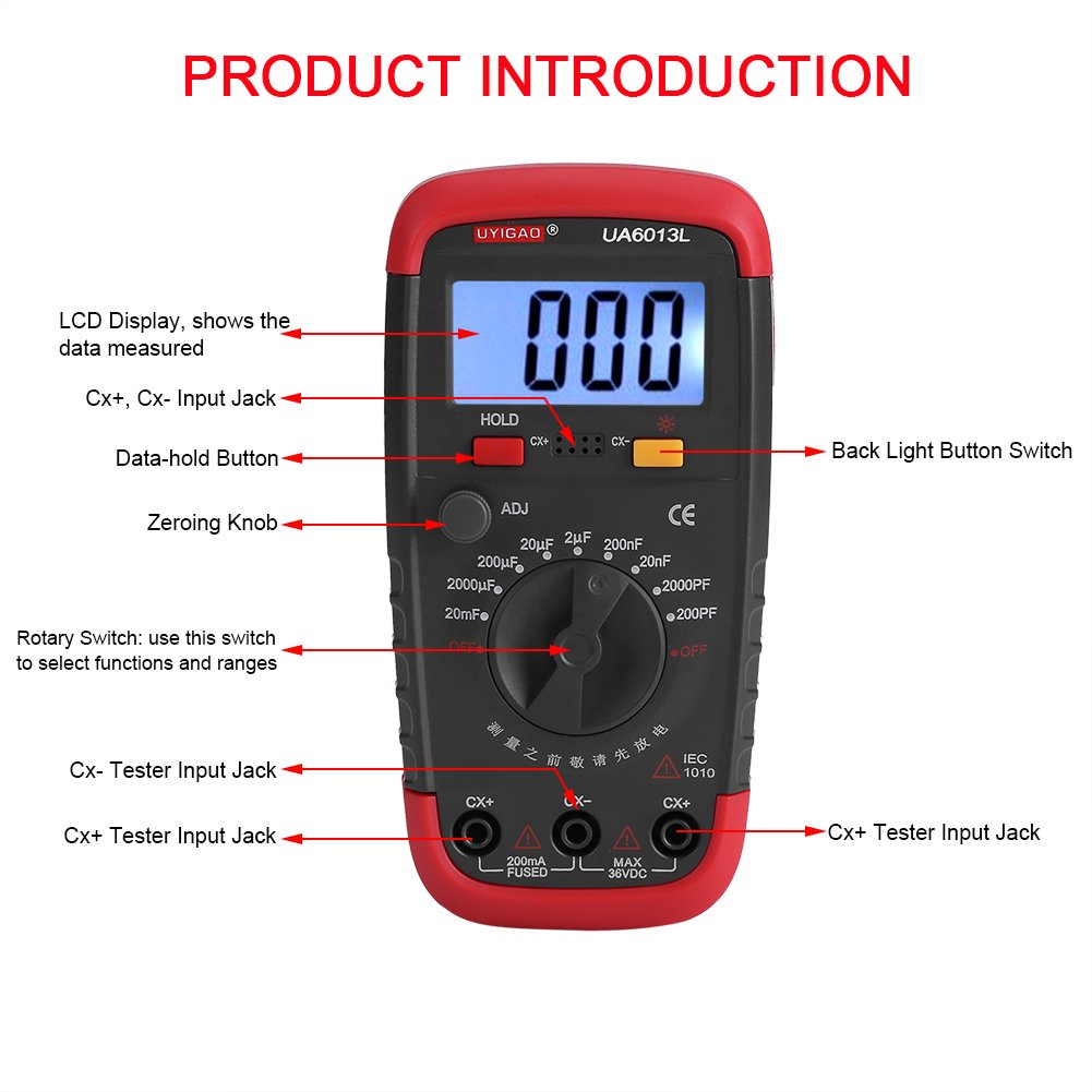 Capacitance Meter 0.1pF - 20000uF with LCD Backlight Y70954