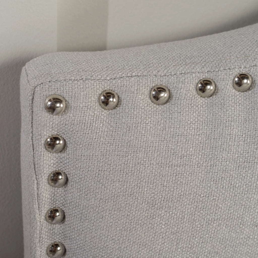 Light Gray Fabric Full/Queen Headboard with Nailhead Trim R34790