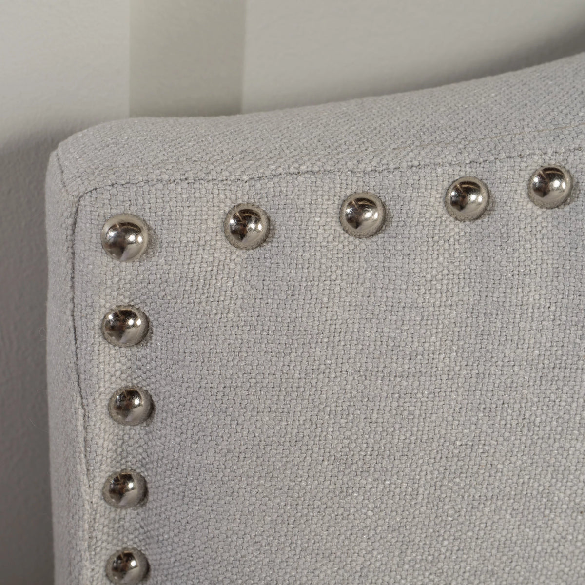 Light Gray Fabric Full/Queen Headboard with Nailhead Trim R34790