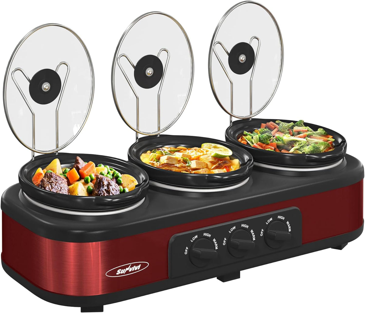 Triple Slow Cookers, 3x1.5 Qt, Stainless Copper A7465
