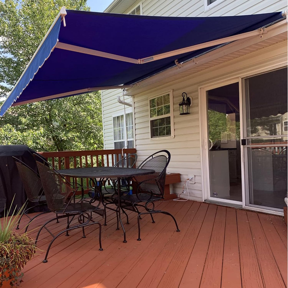 12 x 10 Feet Blue Retractable Patio Awning S6103