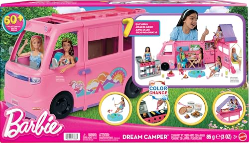 Dream Camper Playset with Roof Tent, Swing Chair, Fishing Pond, BBQ Grill & 60+ Accessories J917