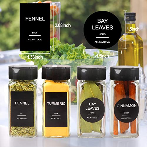 24 Pcs 4oz Glass Spice Jars with Black Metal Caps O8330