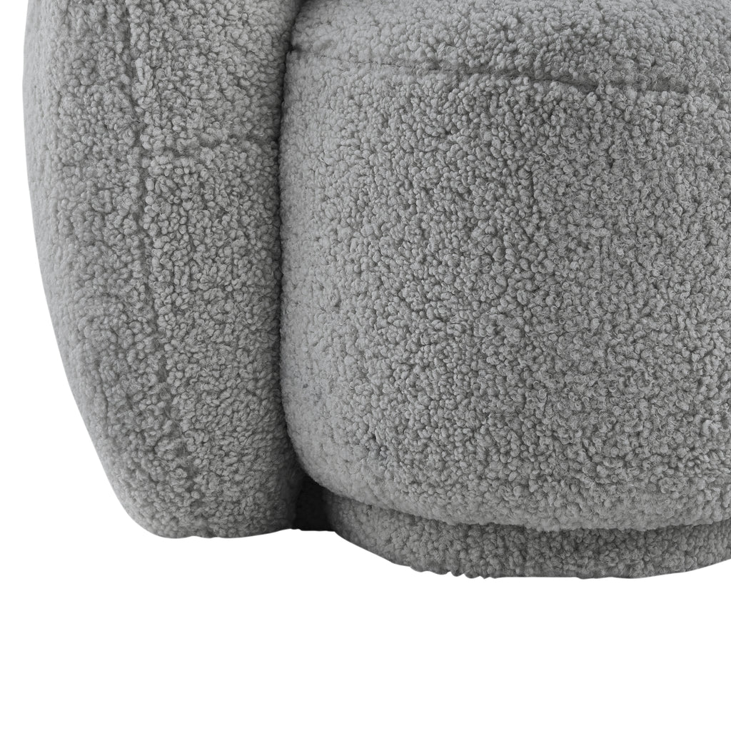 Grey Upholstered Sherpa Curve Back Sofa D610