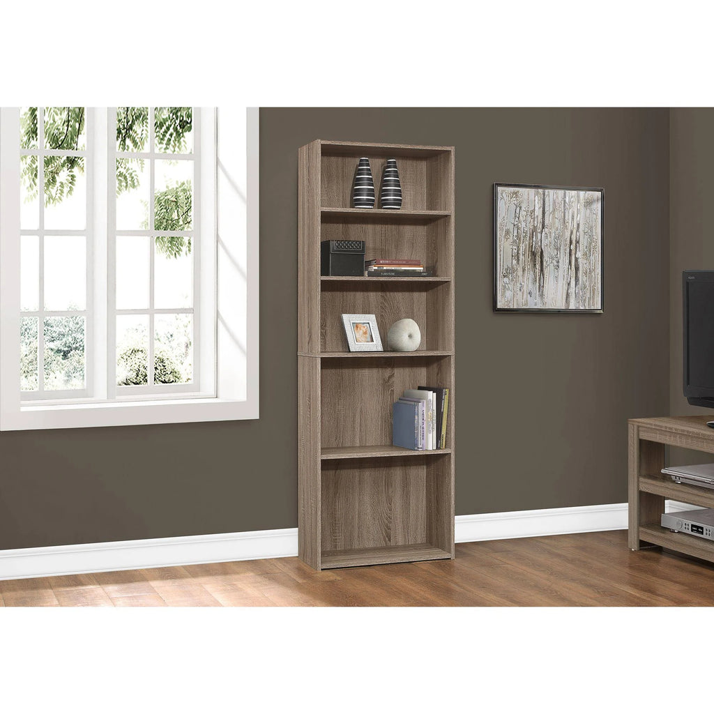 Taupe Brown 5 Shelves Rectangular Bookcase H94502