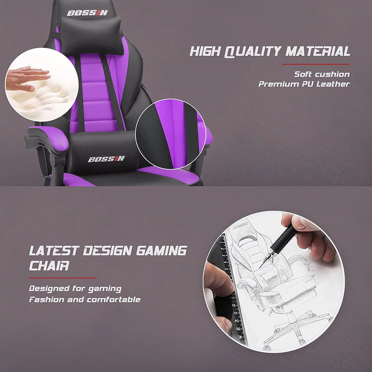 Gaming Chair with Footrest and Lumbar Support Q859385