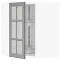 Corner Wall Cabinet with Carousel and Glass Door, White/Bodbyn Gray, 26x15x30 F197