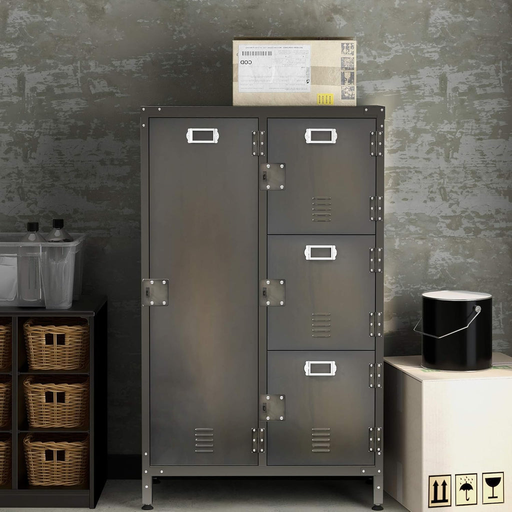 Black Steel Storage Cabinet with Doors and Shelves V98032