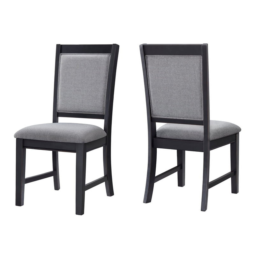 Black and Grey Linen Dining Room Chair (Set of 2) N33114