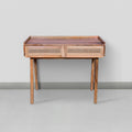 39 Inch Mango Wood Writing Desk with 2 Rattan Drawers A319