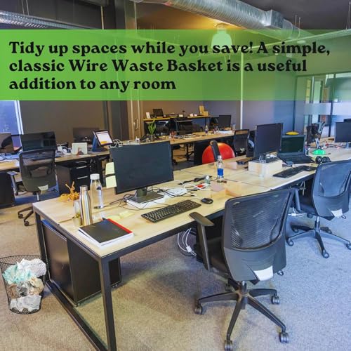 Wire Mesh Round Waste Basket 9 inch Black Z224161