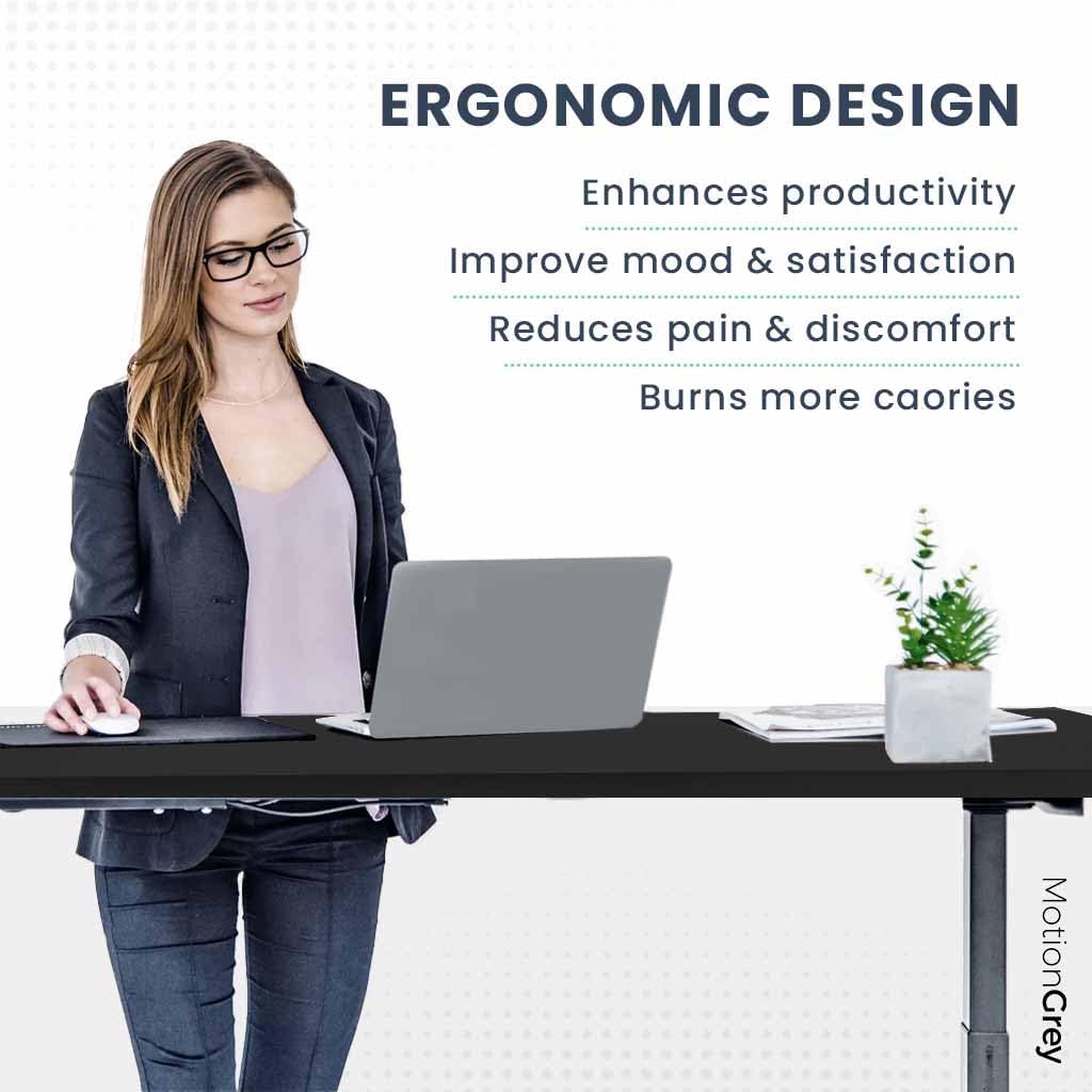 Adjustable L Shaped Electric Standing Desk with Black Frame G416