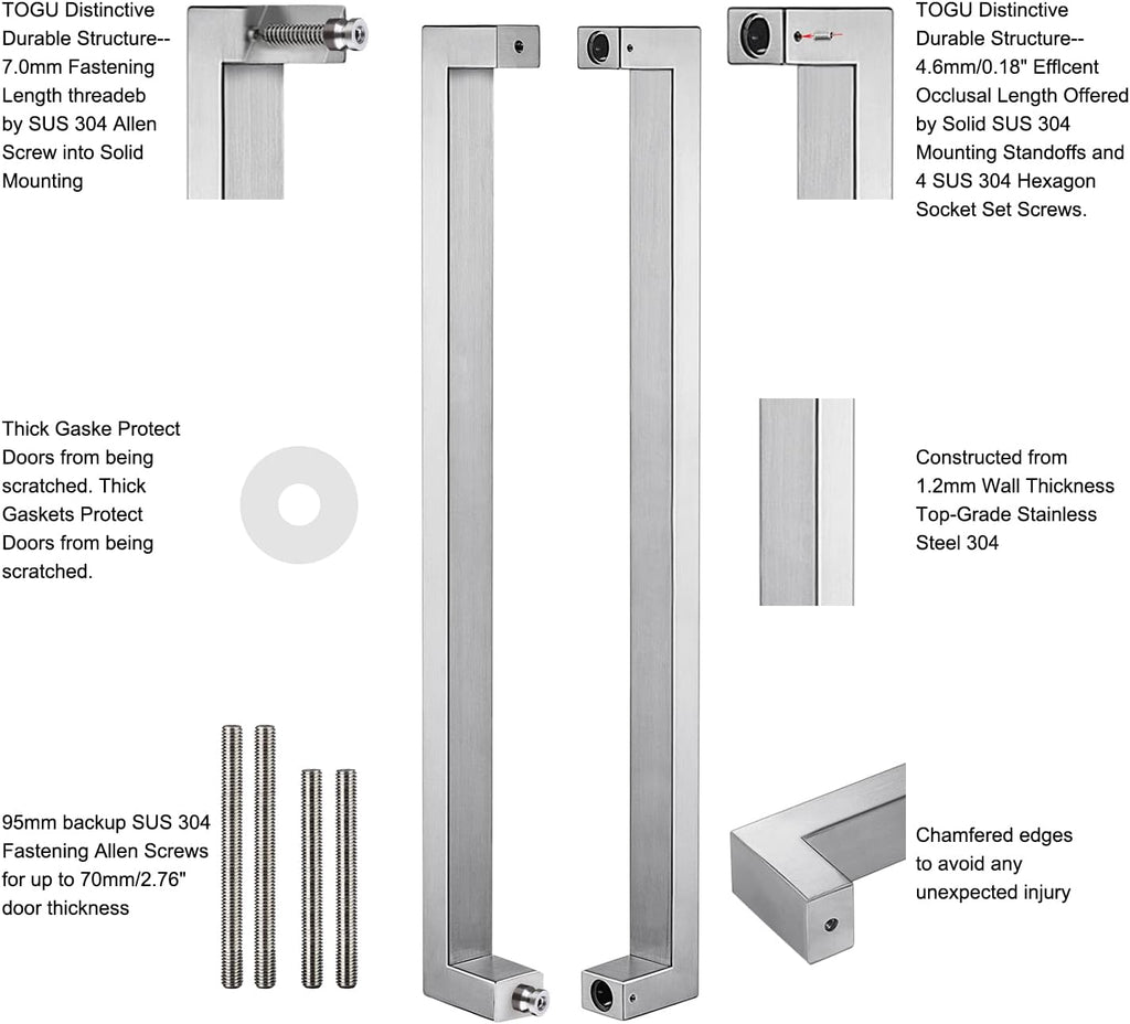 36 inches Solid Stainless Steel Push Pull Door Handle N985