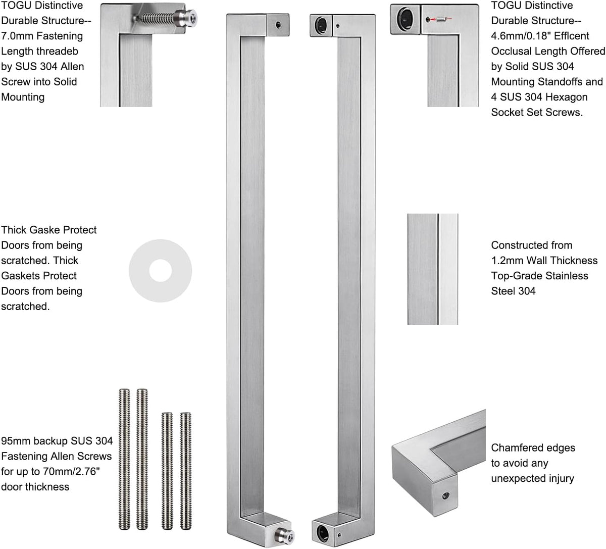 36 inches Solid Stainless Steel Push Pull Door Handle N985