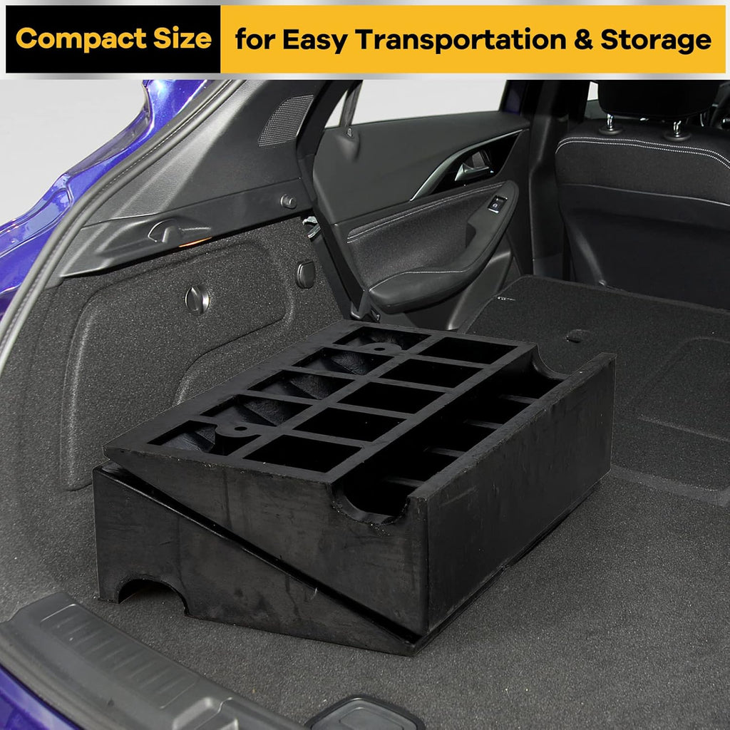 5” Rubber Curb Ramps 2PCS, Heavy Duty 22° Driveway Ramps with 4 Expansion Bolts & Predrilled Holes, Anti-Slip Surface, 6,800 lbs Load Capacity Pack of 2 I497