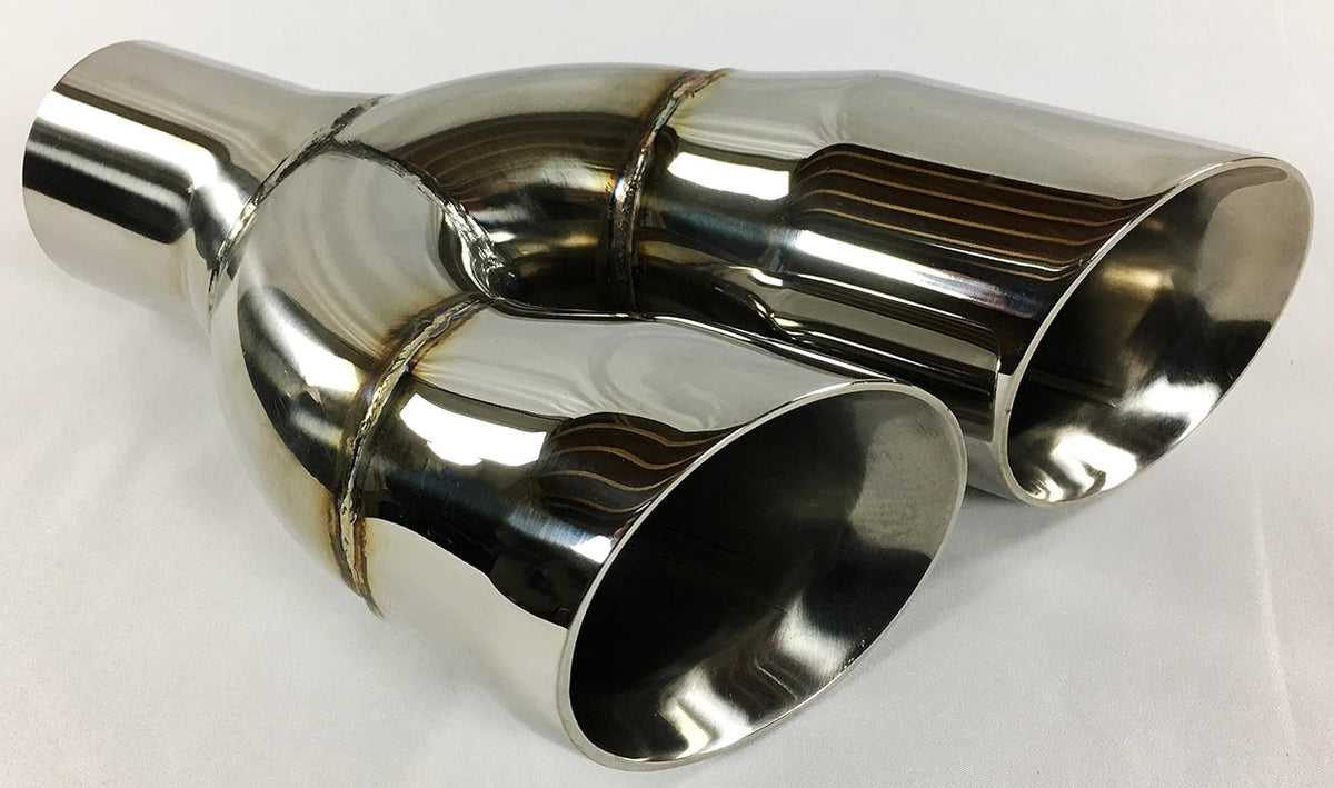 2.25" Inlet 3.00" Outlet 9.50" Long Dual Double Wall Slant Angle Stainless Exhaust Tip Pack of 2 B85128