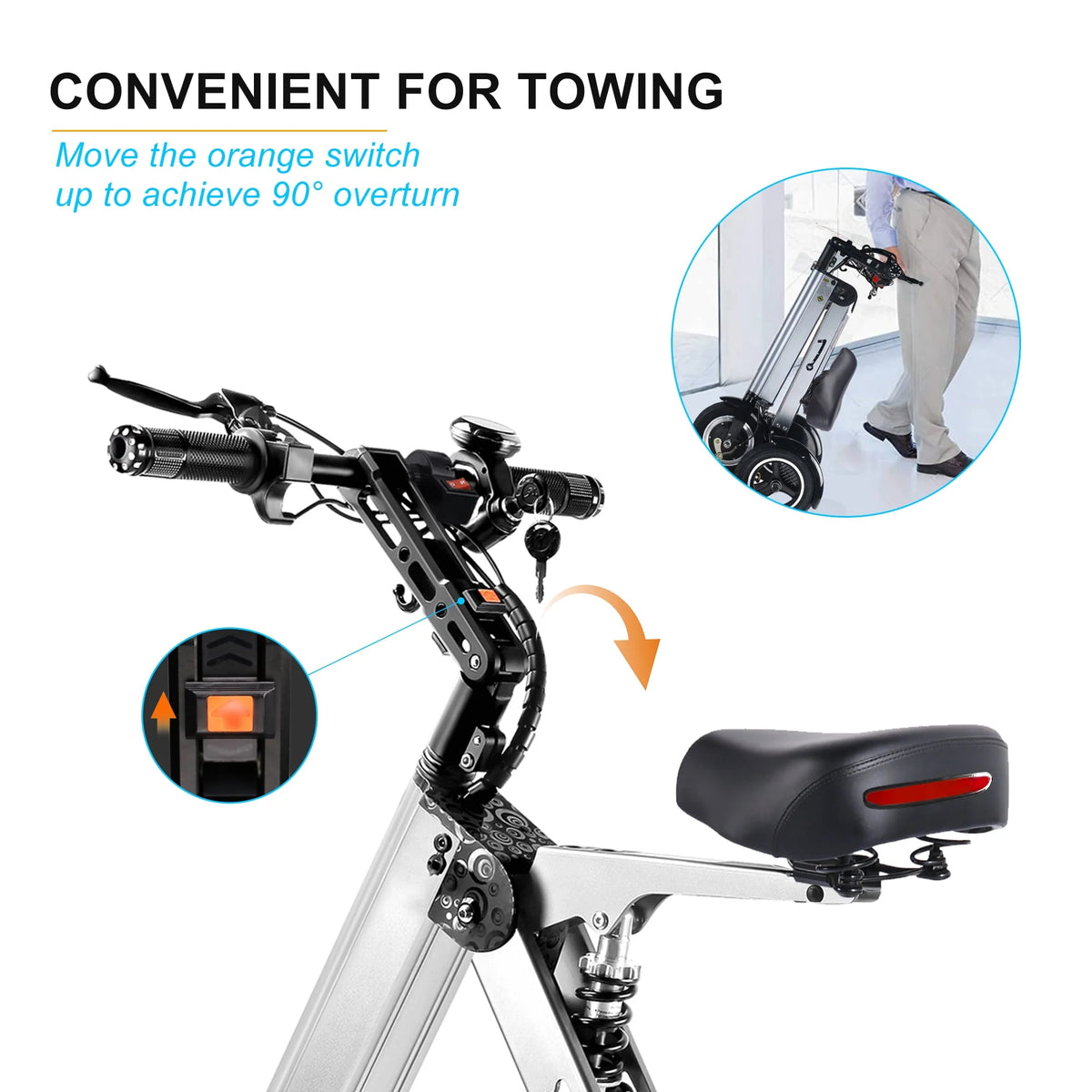 Electric Scooter Mini Tricycle Foldable 3 Wheel Mobility Scooter with Reverse Function V2533
