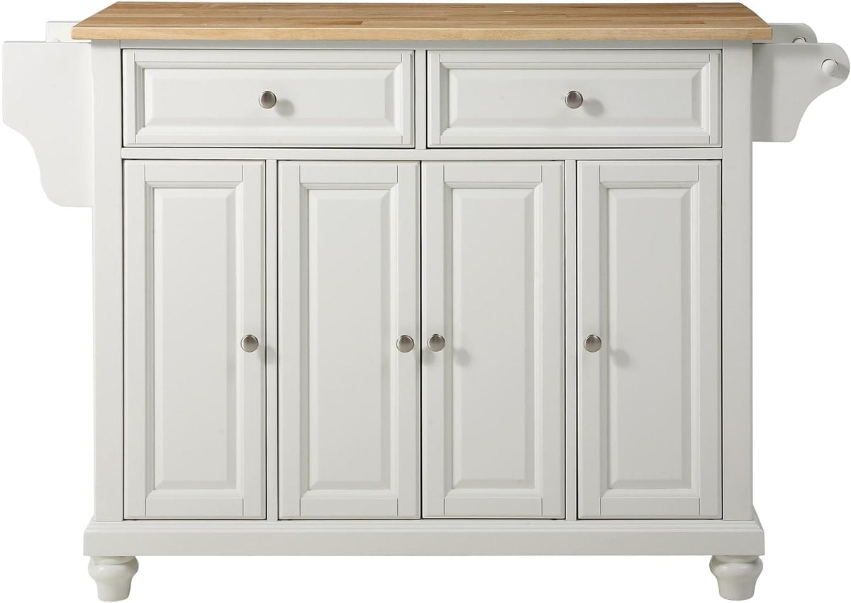 White Kitchen Island with Black Granite Top K688