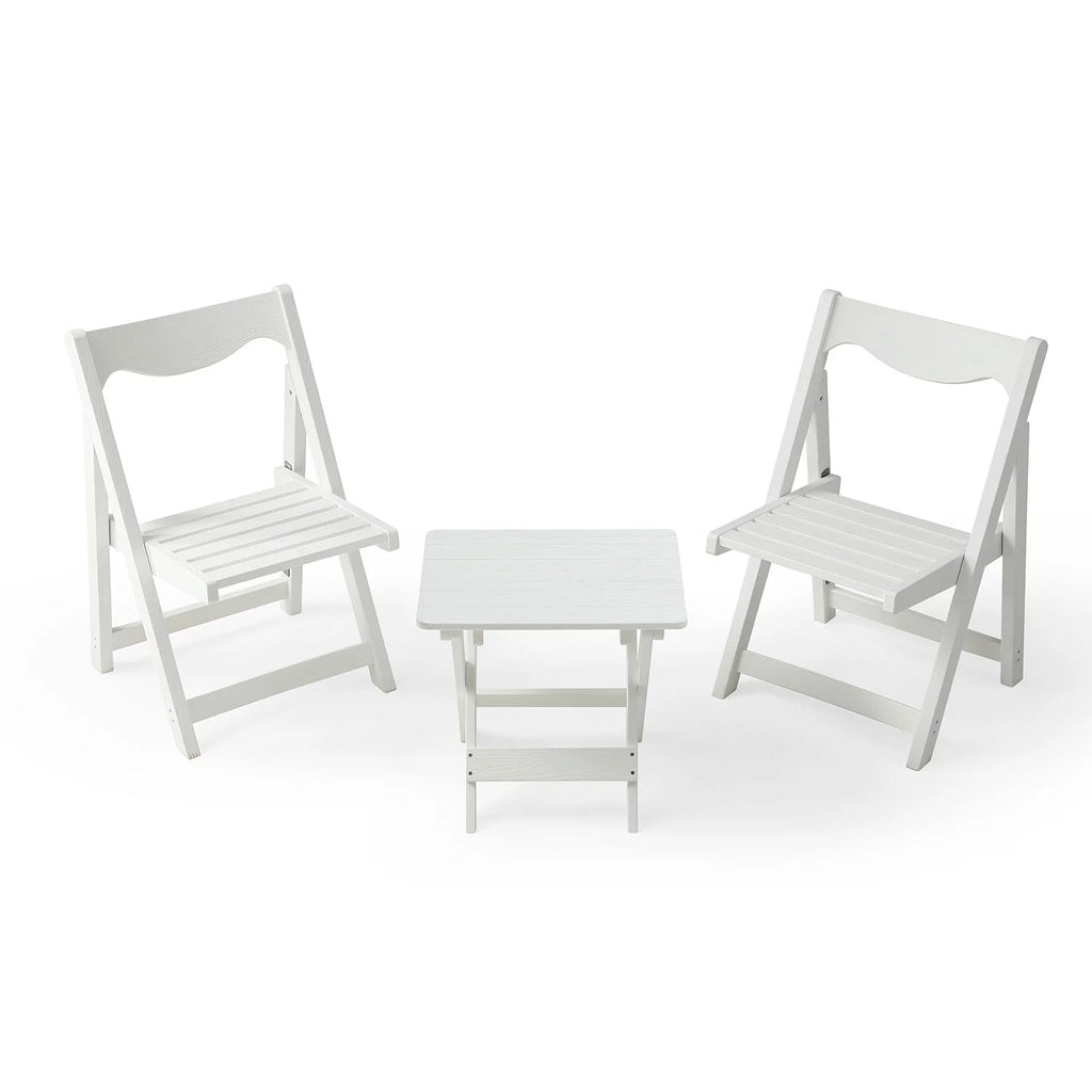 Foldable Small Table and Chair Set with 2 Chairs White Q51491