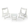 Foldable Small Table and Chair Set with 2 Chairs White Q51491