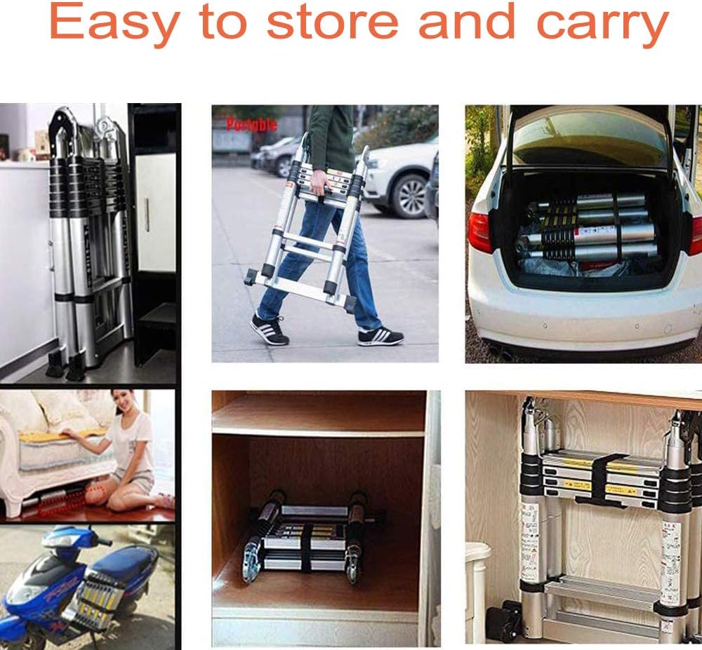 16.5FT/5M Telescopic Aluminum Extension Ladder with Slip-Proof Feet A4942