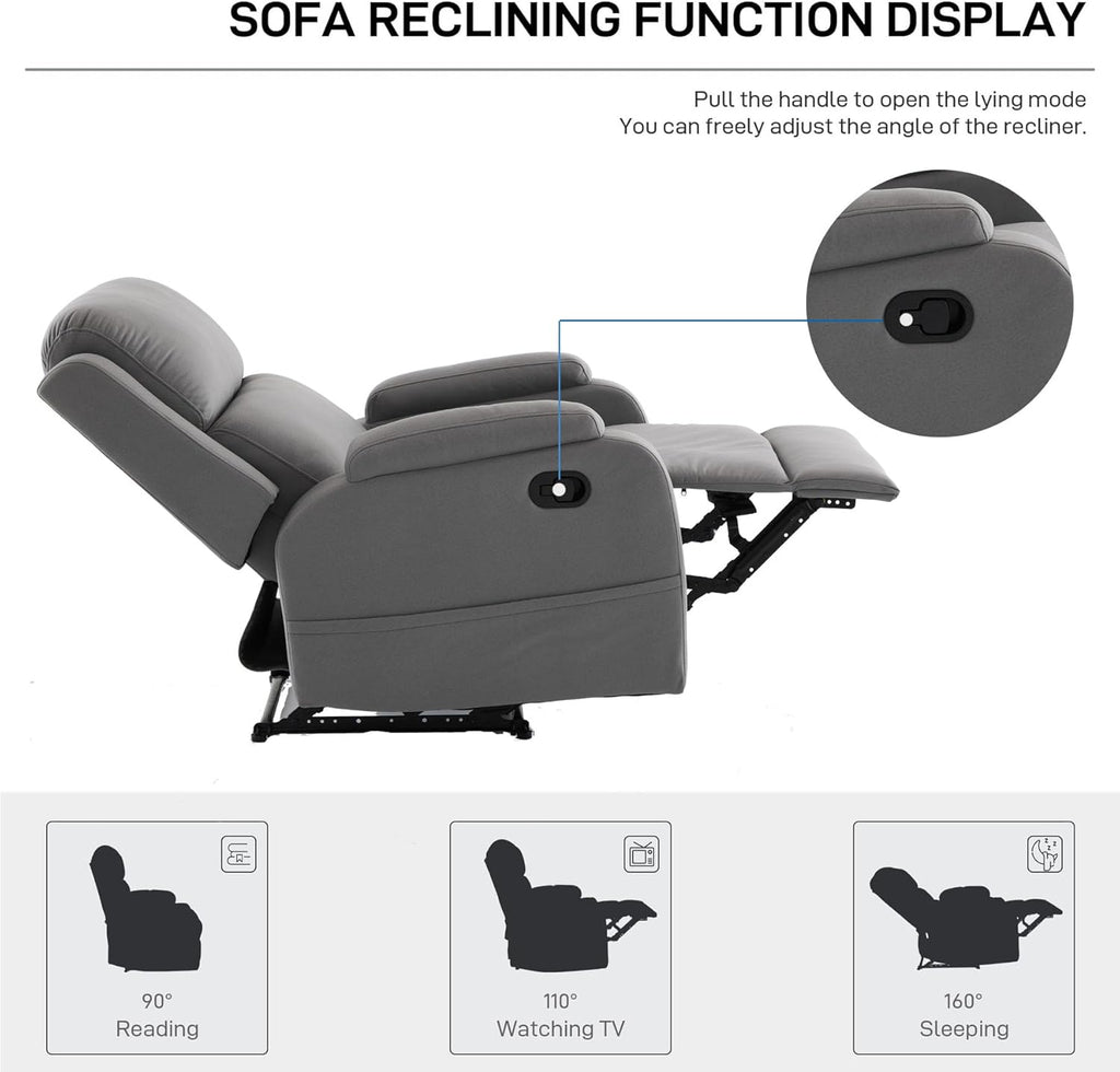 Leather Recliner Chair with Adjustable Backrest P492