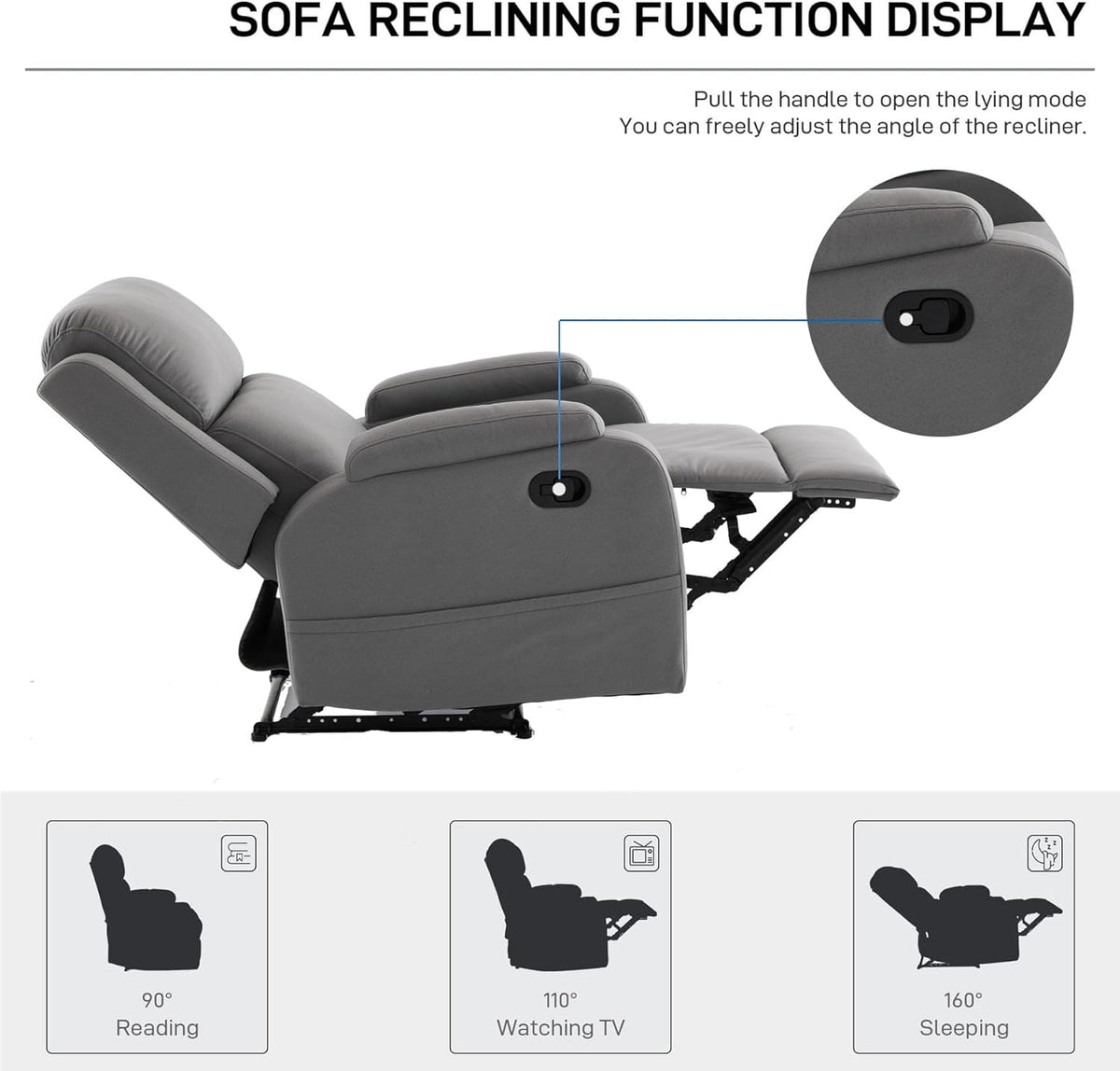 Leather Recliner Chair with Adjustable Backrest P492