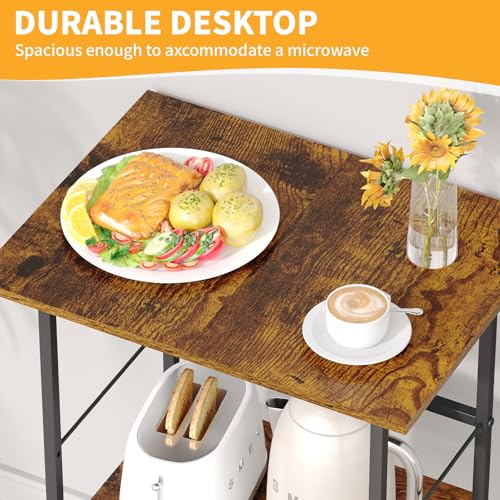 3-Tier Rolling Kitchen Stand with Wire Basket I304537