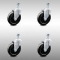 5 inch Hard Rubber Wheel Swivel Caster Set Y55054
