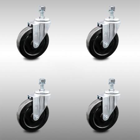 5 inch Hard Rubber Wheel Swivel Caster Set Y55054