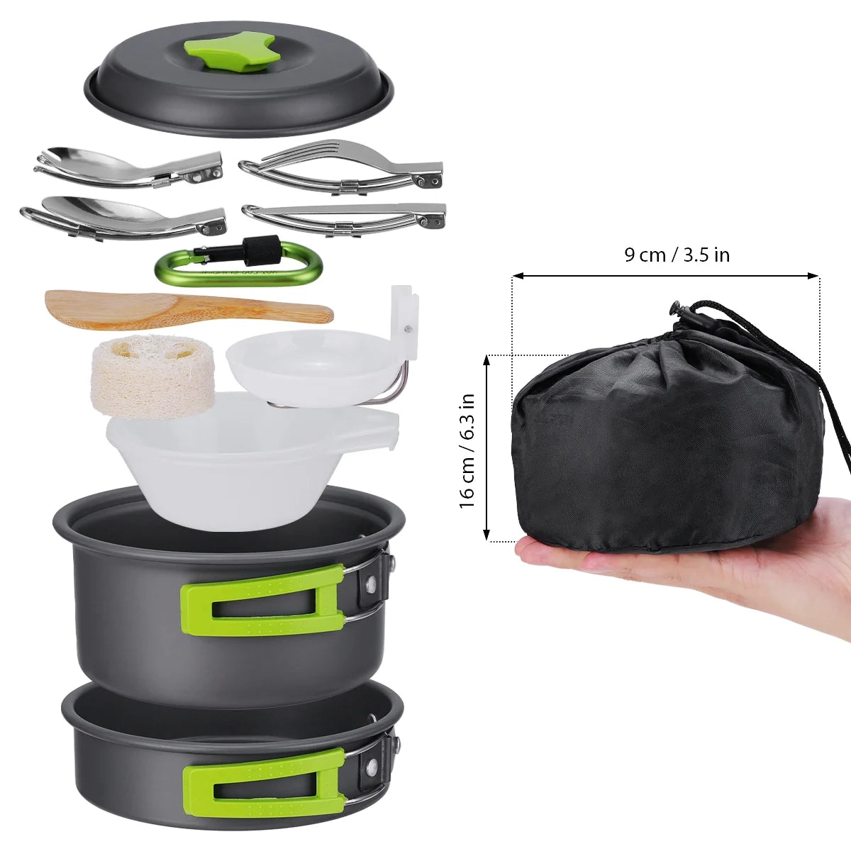 15 Pcs Non Stick Camping Cookware Set C60138