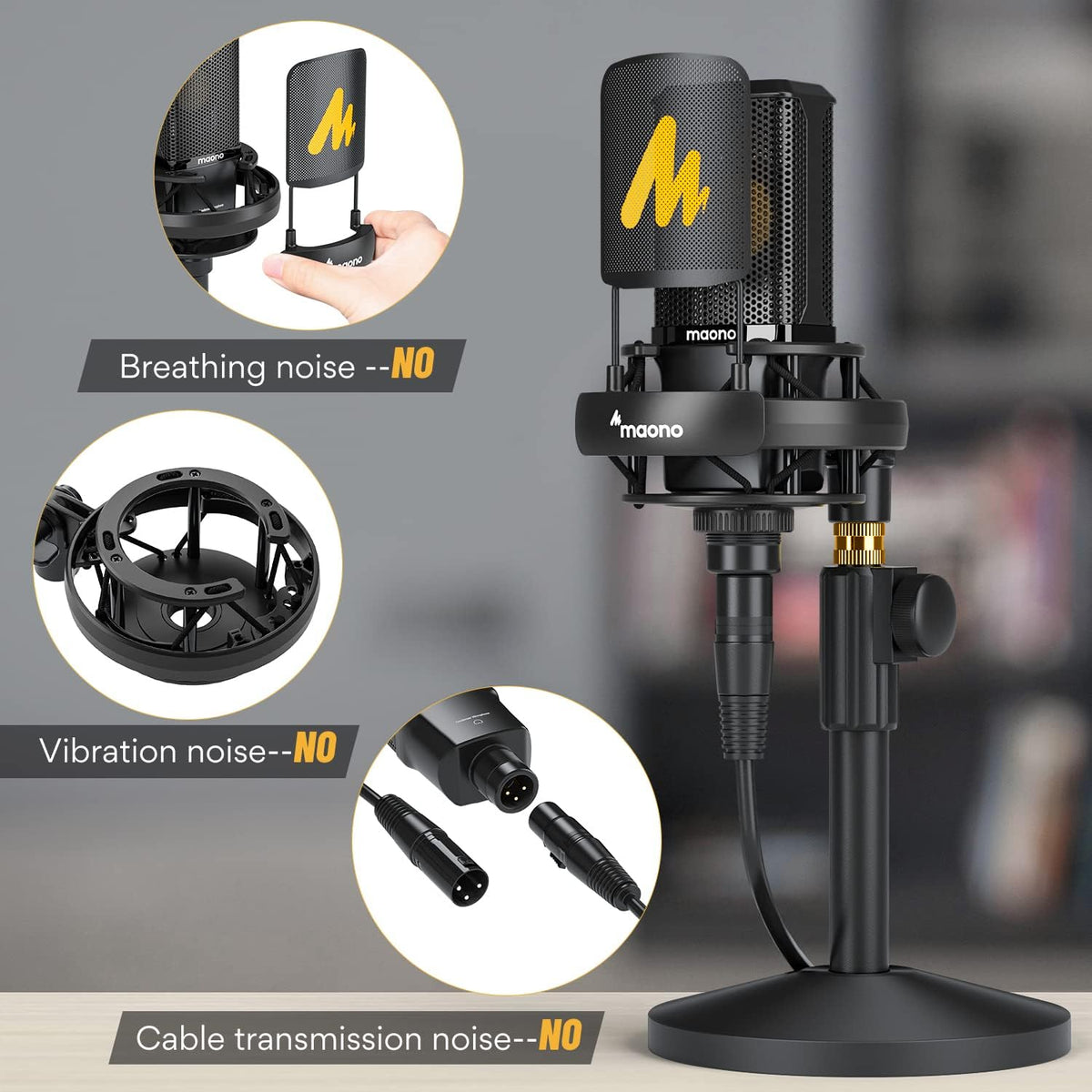 Pack of 2 XLR Condenser Microphone with 34mm Large Diaphragm Cardioid Studio Mic D317857