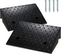 5” Rubber Curb Ramps 2PCS, Heavy Duty 22° Driveway Ramps with 4 Expansion Bolts & Predrilled Holes, Anti-Slip Surface, 6,800 lbs Load Capacity Pack of 2 I497