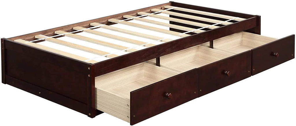 Twin Size Platform Bed Frame with Three Drawers P985
