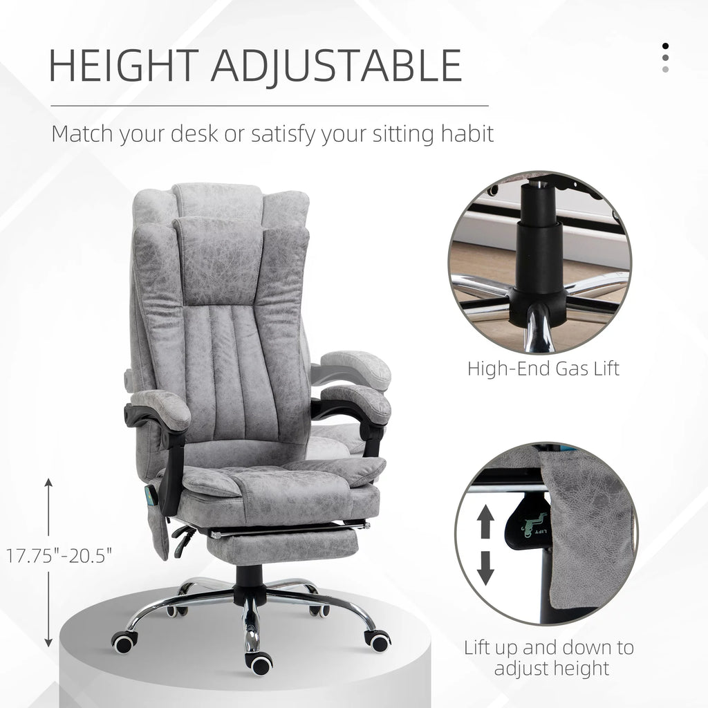 Gray Microfiber High Back Office Chair with Massage and Footrest F575