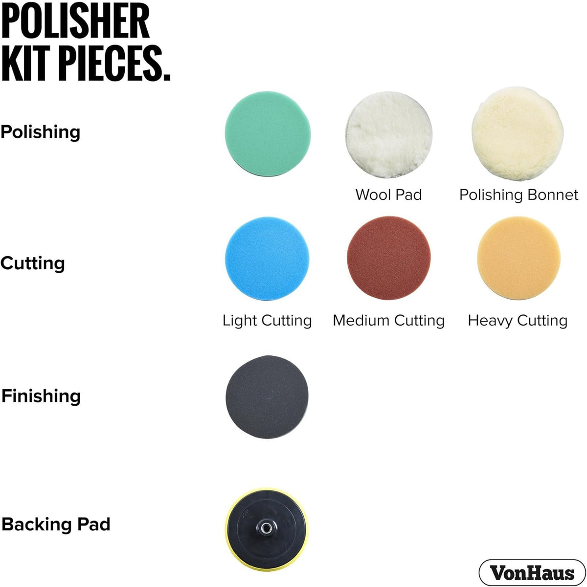 7-Inch Rotary Polisher with 7 Pads, 10-Amp, 600-3000 RPM Q94667