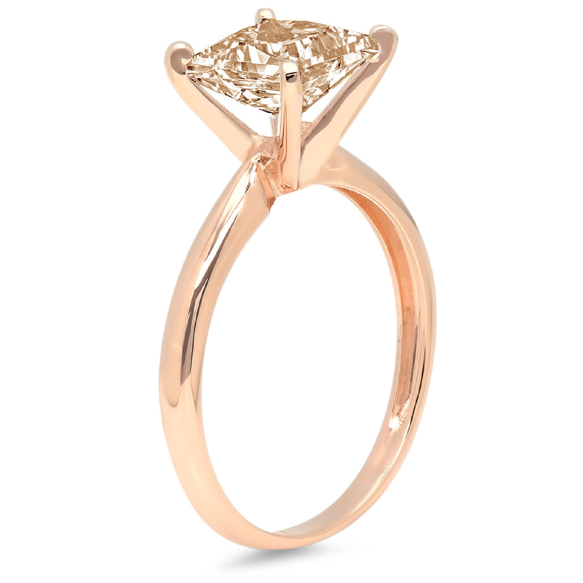 Princess Cut Brown Champagne Simulated Diamond 18k Rose Gold Ring Size 3.5 X56312