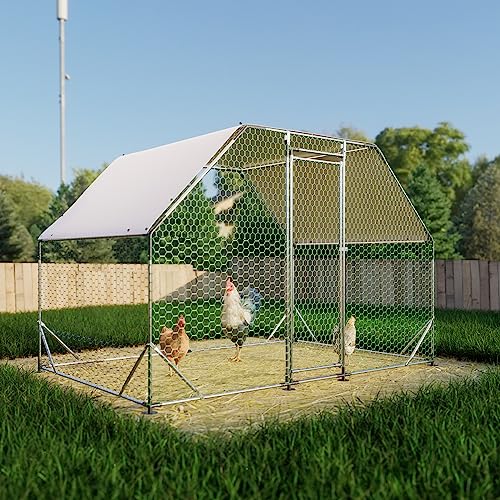 Large Metal Walk-in Chicken Coop with Waterproof Cover W602810
