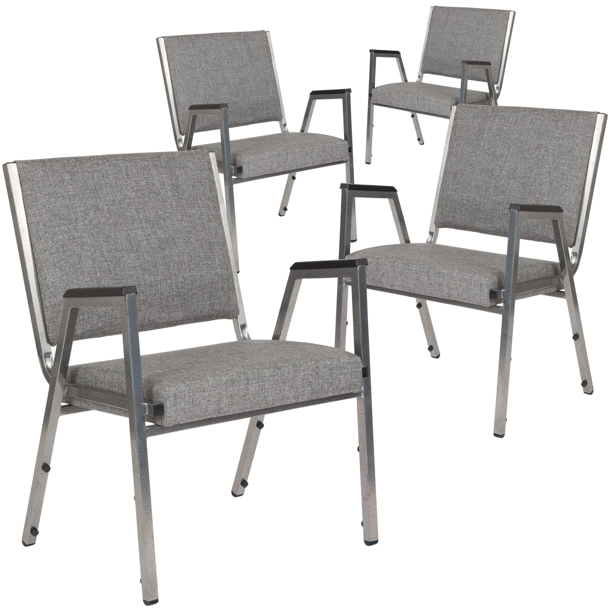 4 Pack Gray Antimicrobial Fabric Bariatric Medical Reception Arm Chair D580