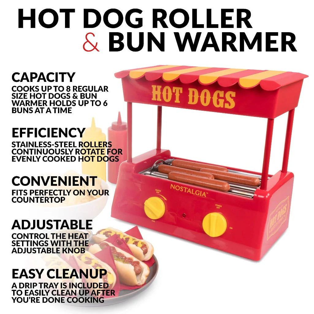 Hot Dog Roller and Bun Warmer, 8 Hot Dog and 6 Bun Capacity D237