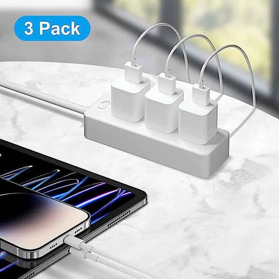3 Pack iPhone Wall Charger with 6FT Charger Cord G402199