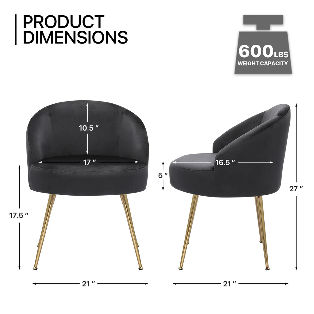 Black Velvet Accent Chair with Golden Metal Legs H9572