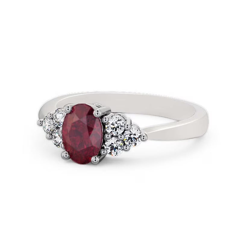 14K White Gold Oval Cut Ruby Solitaire Engagement Ring Size 10.5 U31789