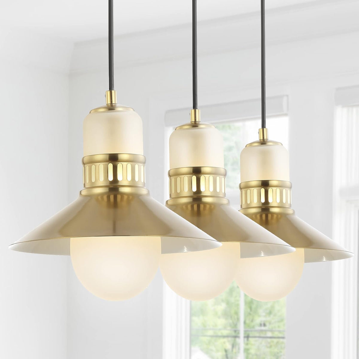 3-Light Adjustable Iron Glass LED Pendant N788