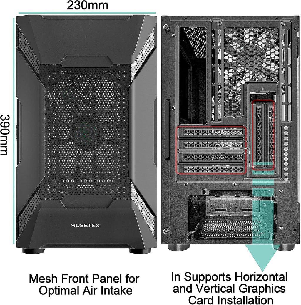 Micro-ATX Tower PC Case with 120MM ARGB Fans J47857