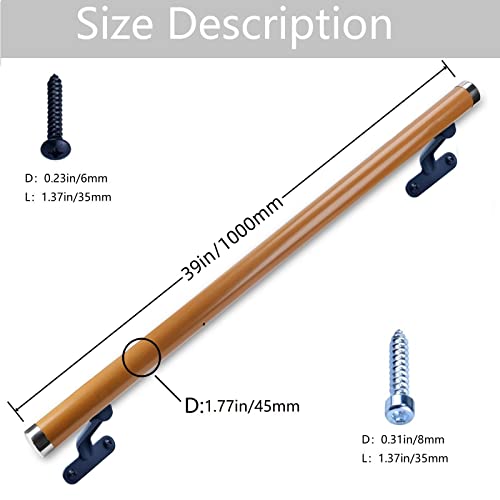 6.5Ft Wooden Non-Slip Wall Mounted Handrail U963102