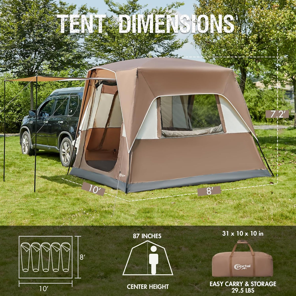 2-in-1 5 Person SUV Tent with Porch F5354
