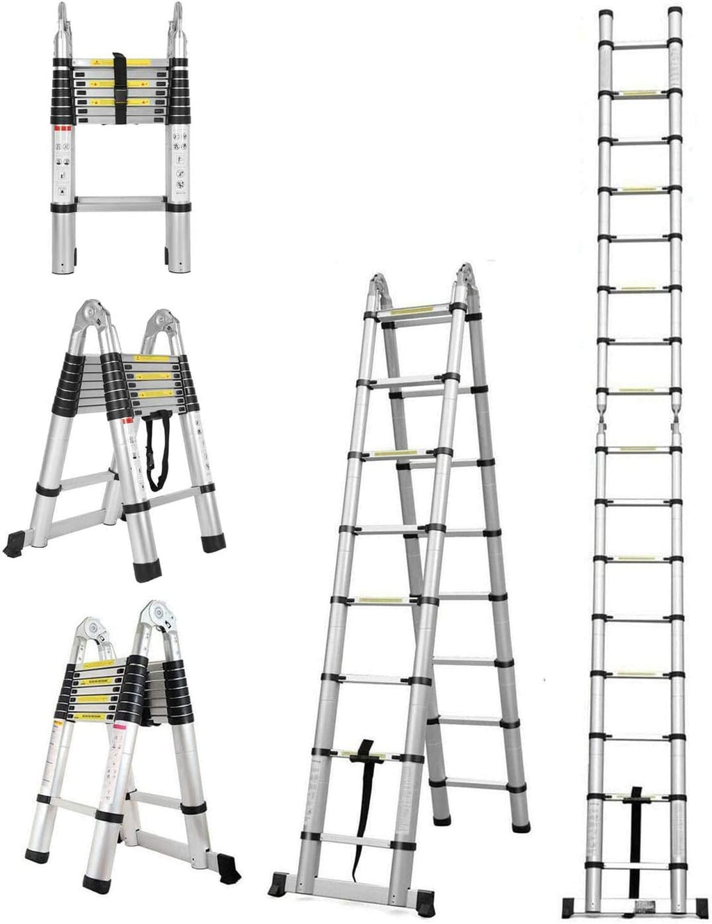 16.5FT/5M Telescopic Aluminum Extension Ladder with Slip-Proof Feet A4942