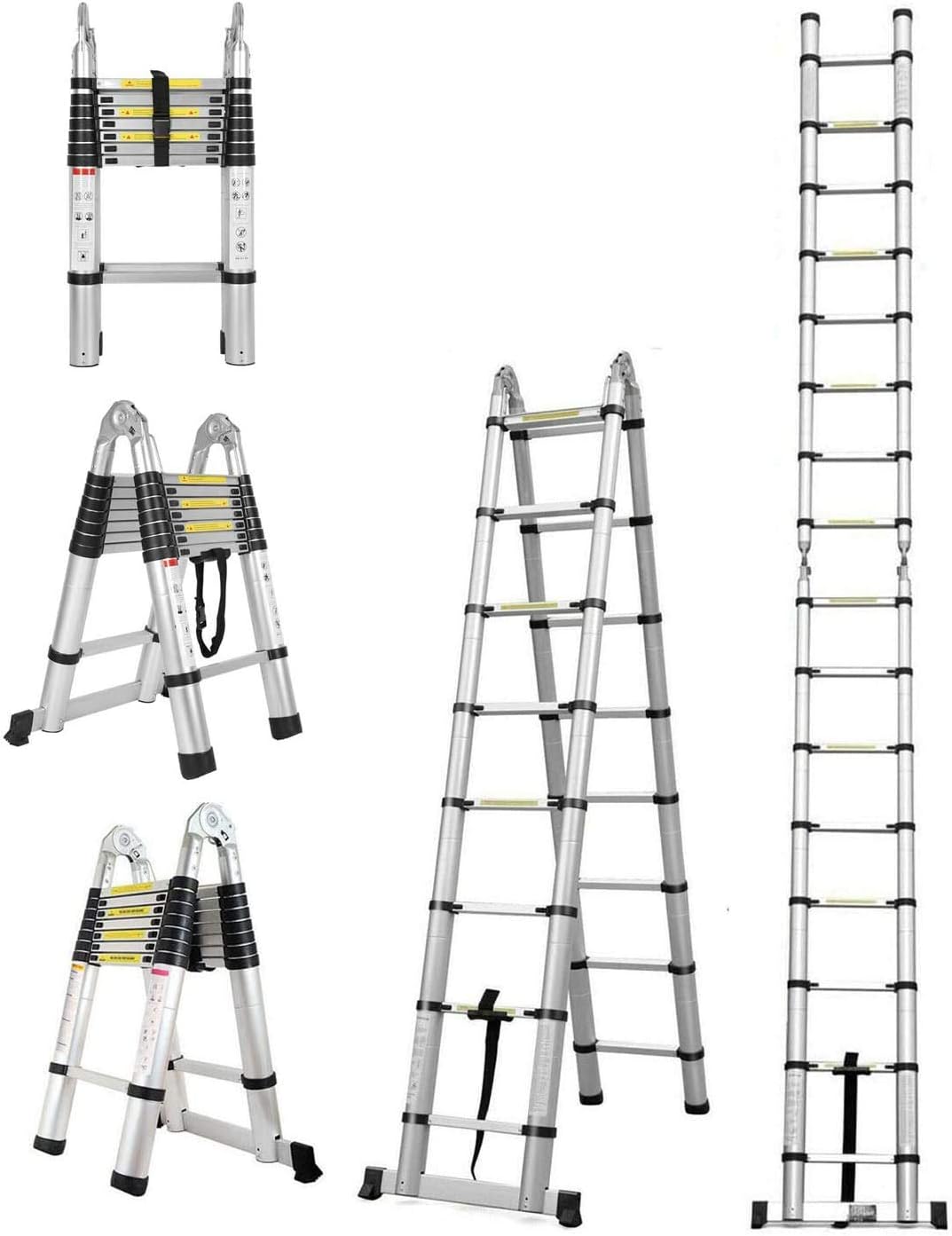 16.5FT/5M Telescopic Aluminum Extension Ladder with Slip-Proof Feet A4942